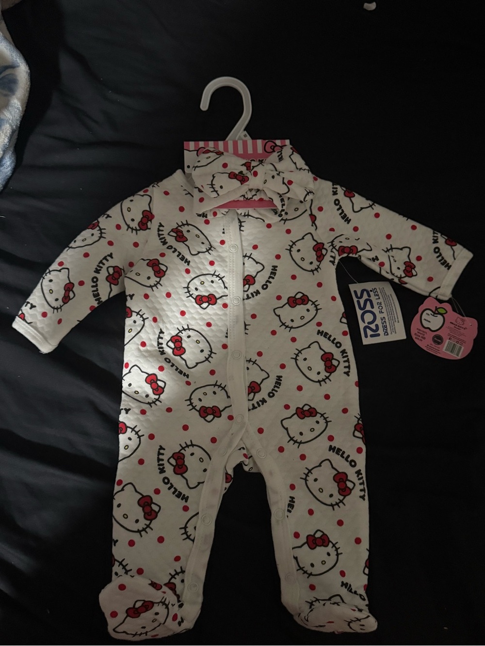 Hello Kitty White and Red Printed Footed One-Piece